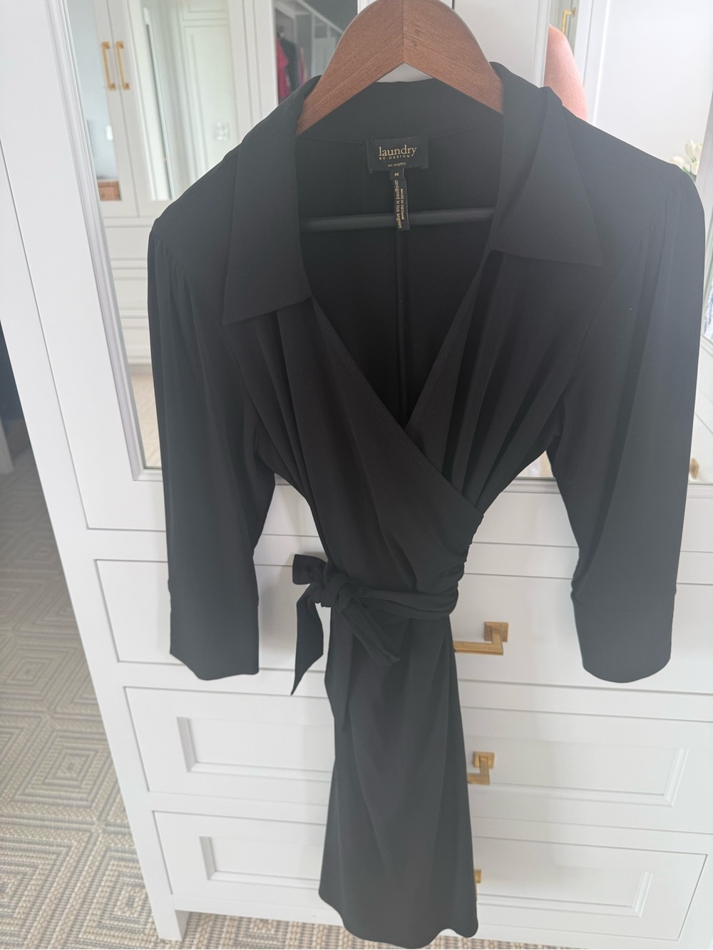 Laundry by Design Black Wrap Top with Collar
